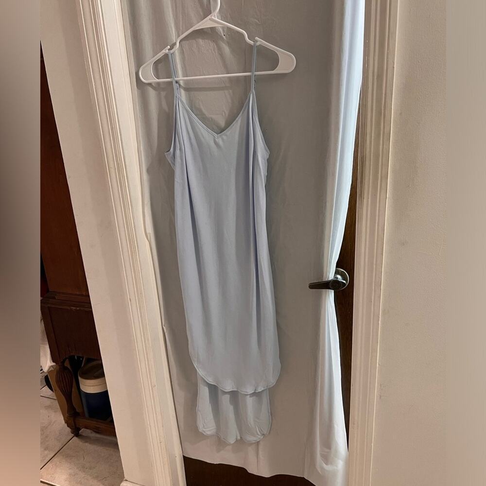 Cabi blue slip tank dress high low hem v neck size m